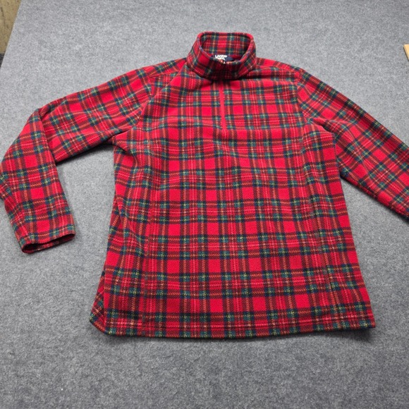 Lands' End Other - Lands End Mens Red Plaid Fleece Quarter Zip Pullover Sweater Large 14-16